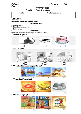 Đề kiểm tra 1 tiết số 1 môn Tiếng Anh Lớp 7 năm 2013